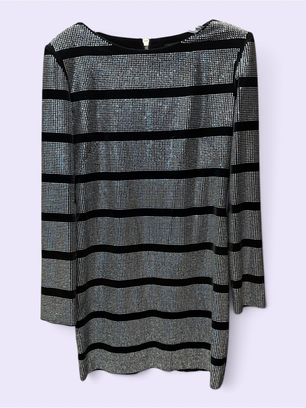 Balmain Black and Silver Striped Mini Dress